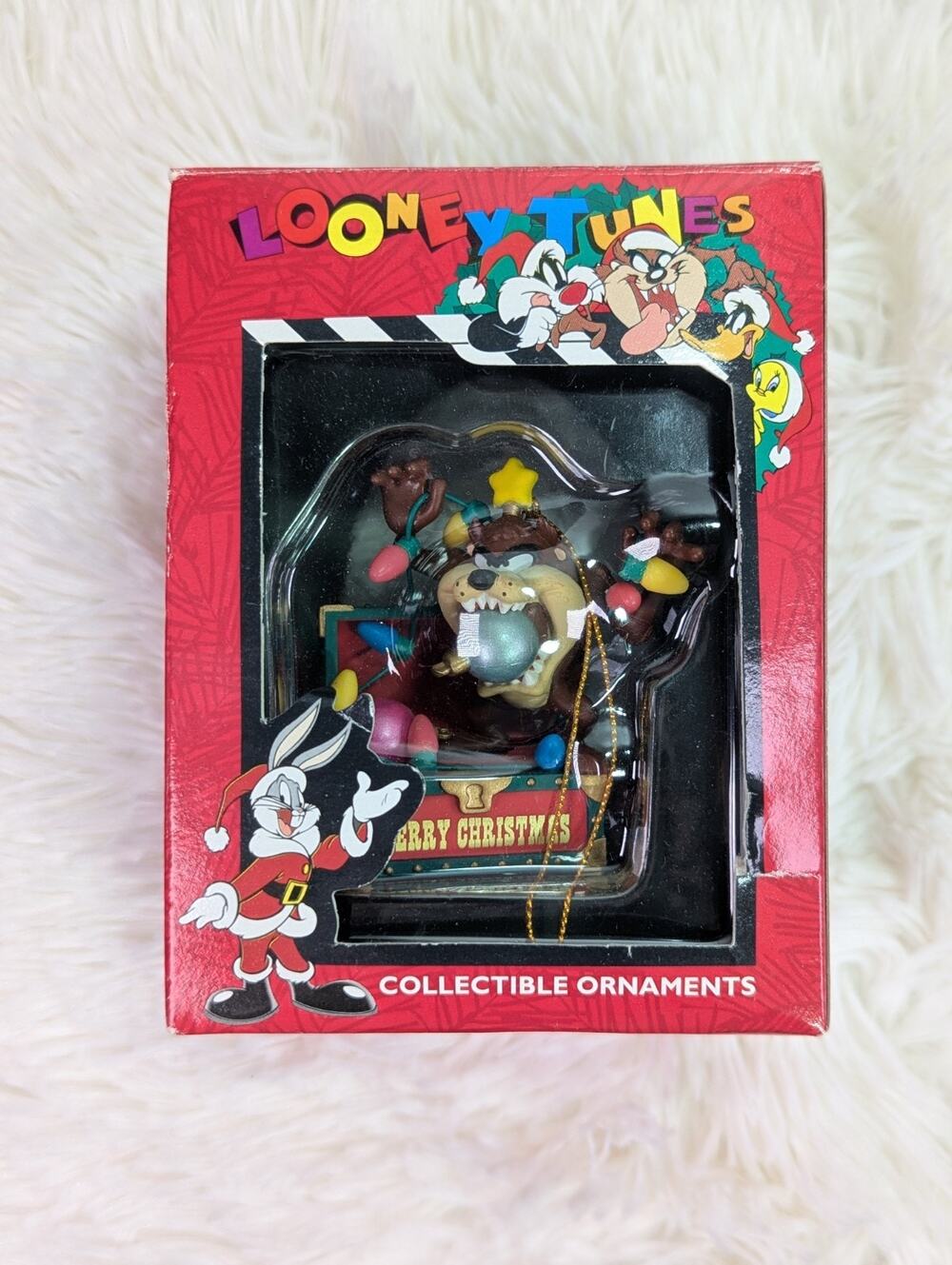 Vintage 1996 Looney Tunes Taz Tasmanian Devil Christmas Ornament Matrix Box